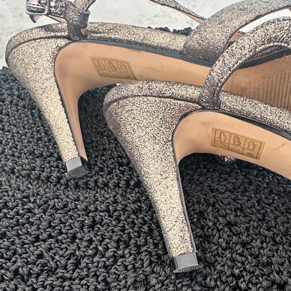 Town Shoes Leather | Metallic Strappy Heels | Size 8 - Picture 8 of 11